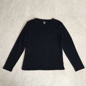 St. John’s Bay Black Long Sleeve T-Shirt, Size Medium Petite